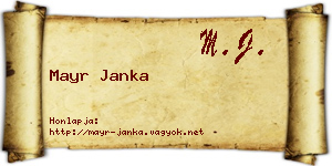Mayr Janka névjegykártya